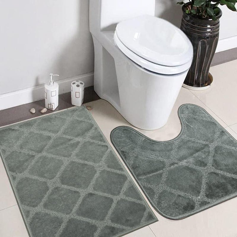 Mac Carpet Marilyn Bath Mats 3 Pcs Set - (2) 44X71 - (1) 55X50 - Grey