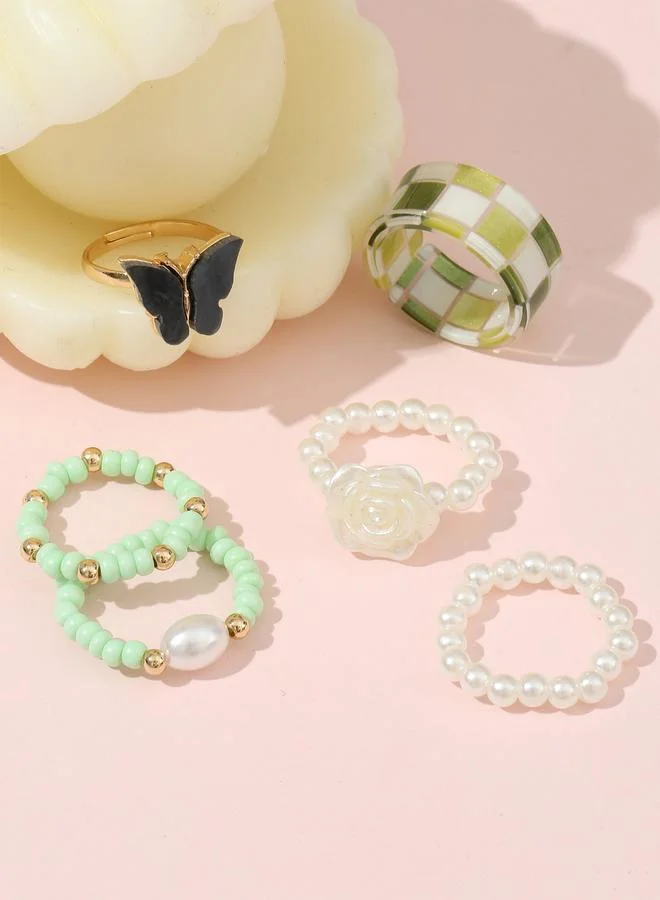 Take Two  Take Two Set of 6 - Assorted Beaded Rings for Women | Best Price UAE