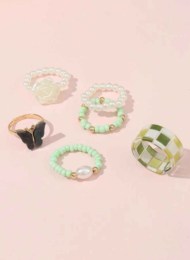 Take Two Take Two Set of 6 - Assorted Beaded Rings