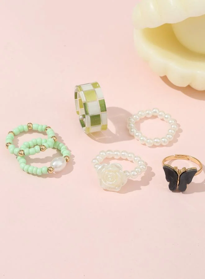 Take Two  Take Two Set of 6 - Assorted Beaded Rings for Women | Best Price UAE