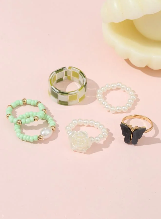 Take Two  Take Two Set of 6 - Assorted Beaded Rings for Women | Best Price UAE