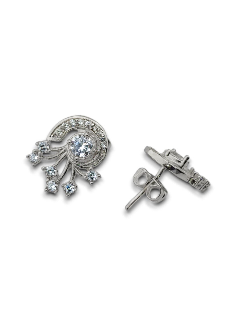 Earring (Prima) cubic zirconia  for women from Butterfly Shenoute - silver color 201 - Image 3