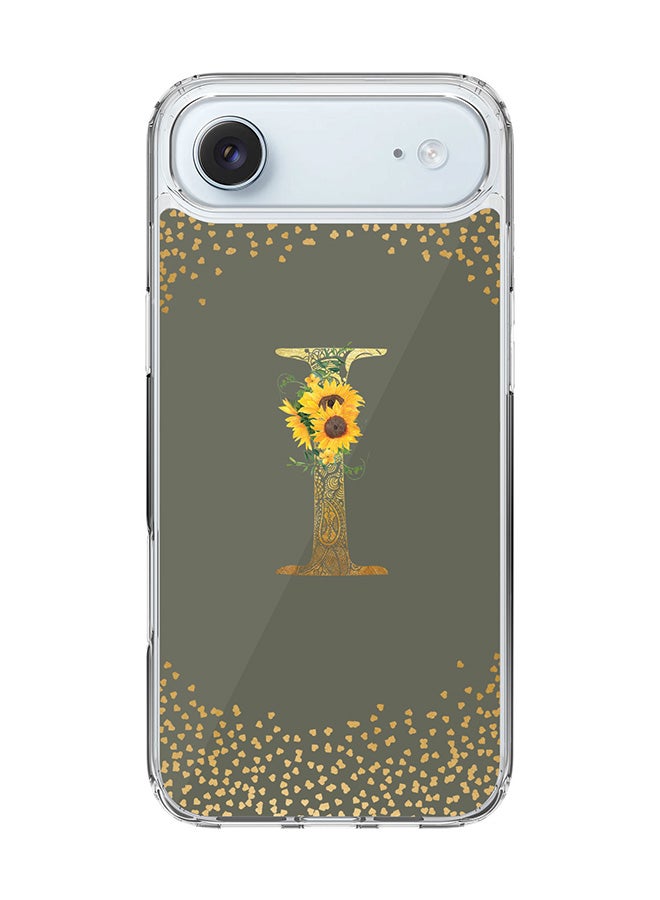 Stylizedd Classic Clear MagSafe Case for iPhone 17 Air , Hybrid Soft Case Flexible Edges Anti Drop TPU PC Gel Thin Transparent Cover [ Designed for iPhone 17 Air ] - Custom Monogram Initial Letter Floral Pattern Alphabet - I  (Olive Green )