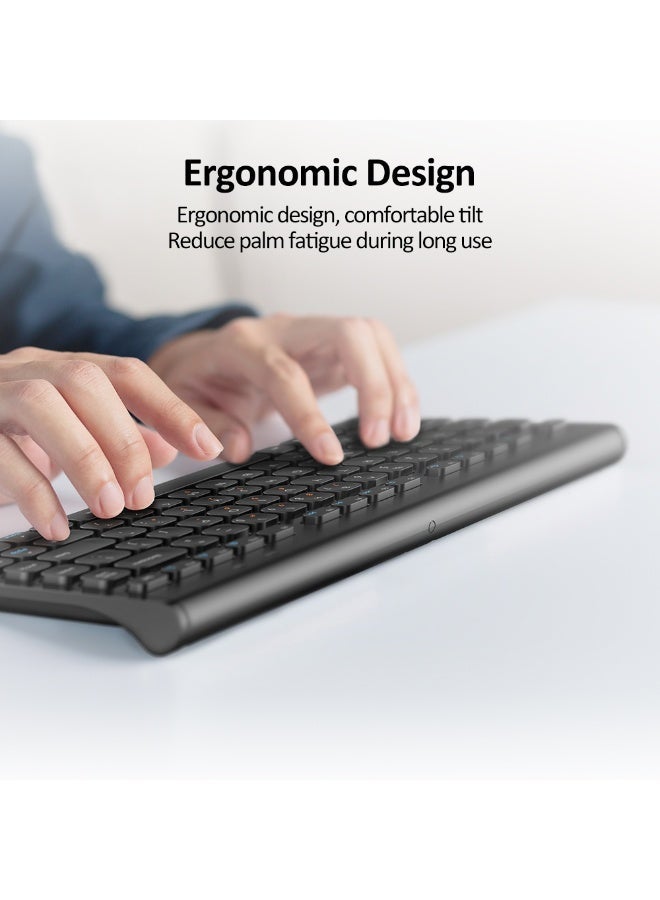 مايكروباك مجموعة ماوس ولوحة مفاتيح لاسلكية نحيفة Micropack KM-228W - تخطيط عربي، 1600 DPI، أسود - Image 4
