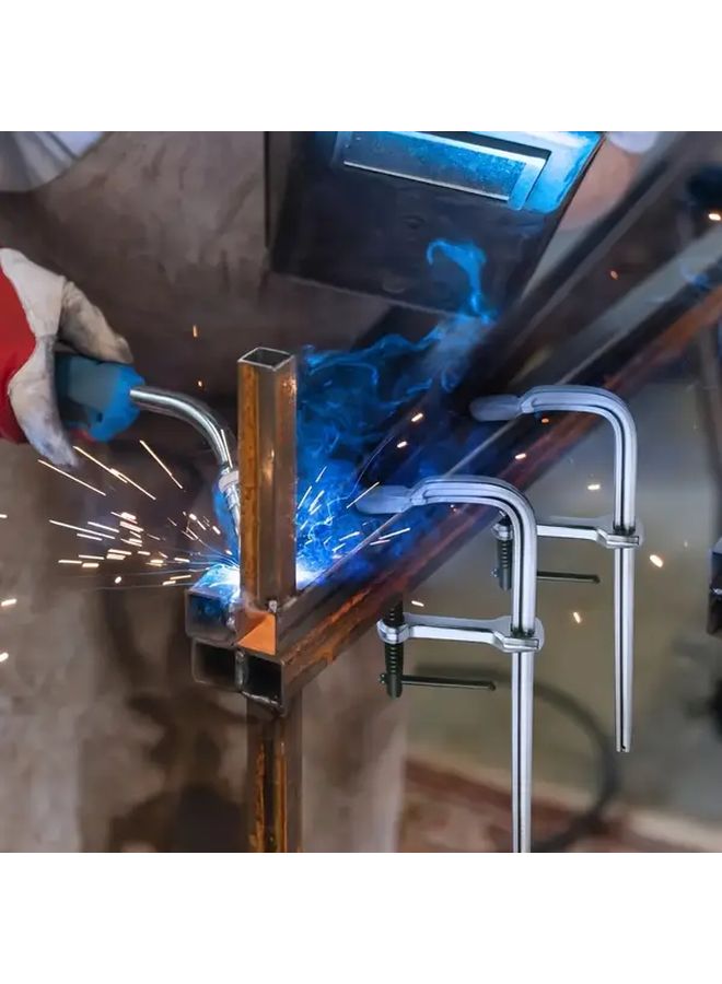 قطعتان مجموعة مشبك حرف F معدني أداة تثبيت يدوية لأعمال النجارة واللحام والأعمال المعدنية ومشاريع افعلها بنفسك - Image 5