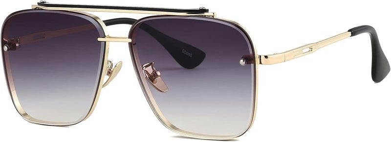 Gtand Fashion Oversized Square Aviator Gradient Sunglasses For Men Vintage Metal Side Shield Steampunk Sun Glasses 64mm - Image 1
