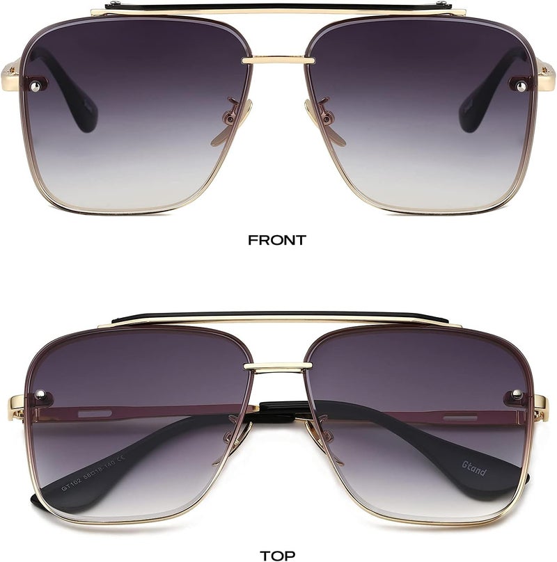 Gtand Fashion Oversized Square Aviator Gradient Sunglasses For Men Vintage Metal Side Shield Steampunk Sun Glasses 64mm - Image 3