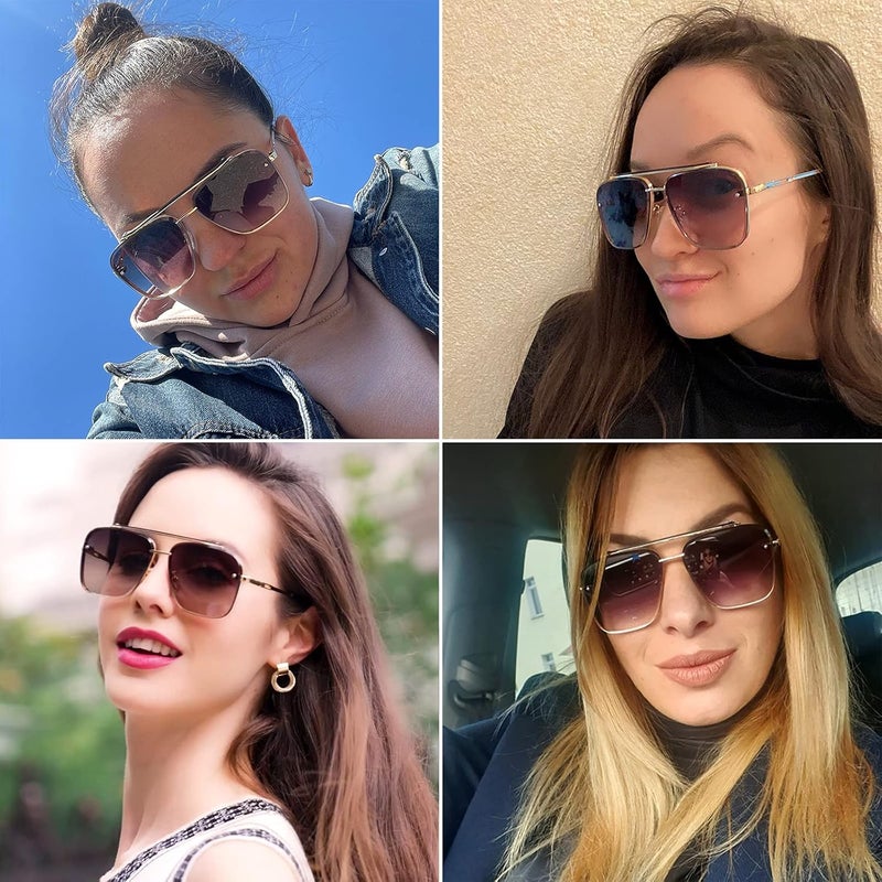 Gtand Fashion Oversized Square Aviator Gradient Sunglasses For Men Vintage Metal Side Shield Steampunk Sun Glasses 64mm - Image 2