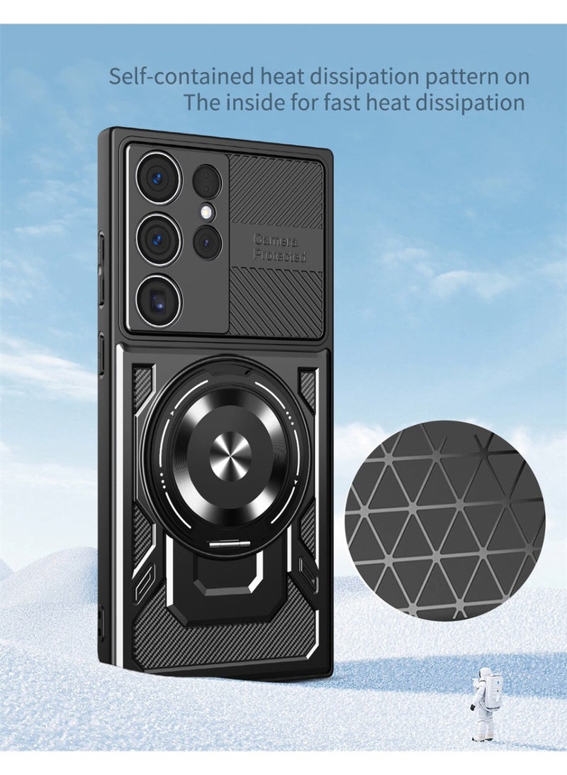 Case for Samsung Galaxy S25 Ultra, TPU + PC Cases 【360° Metal Adjustable Rotating Ring】, Camera Protection Phone, Robust Anti-Shock - Image 4