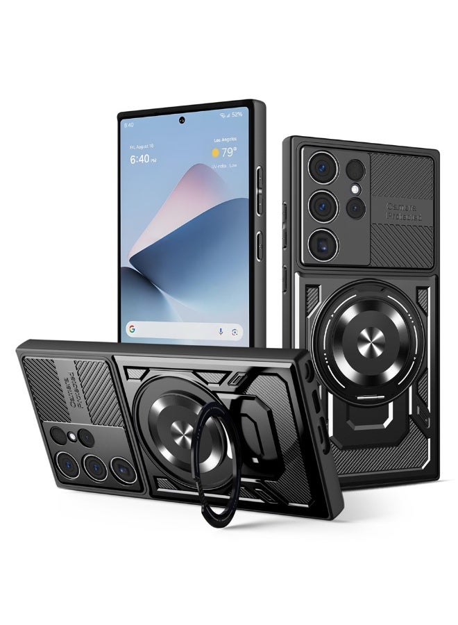 Case for Samsung Galaxy S25 Ultra, TPU + PC Cases 【360° Metal Adjustable Rotating Ring】, Camera Protection Phone, Robust Anti-Shock - Image 1