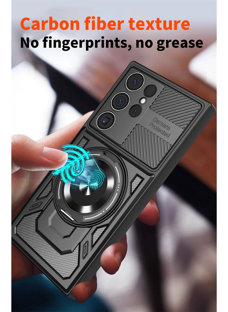 Case for Samsung Galaxy S25 Ultra, TPU + PC Cases 【360° Metal Adjustable Rotating Ring】, Camera Protection Phone, Robust Anti-Shock - Image 5