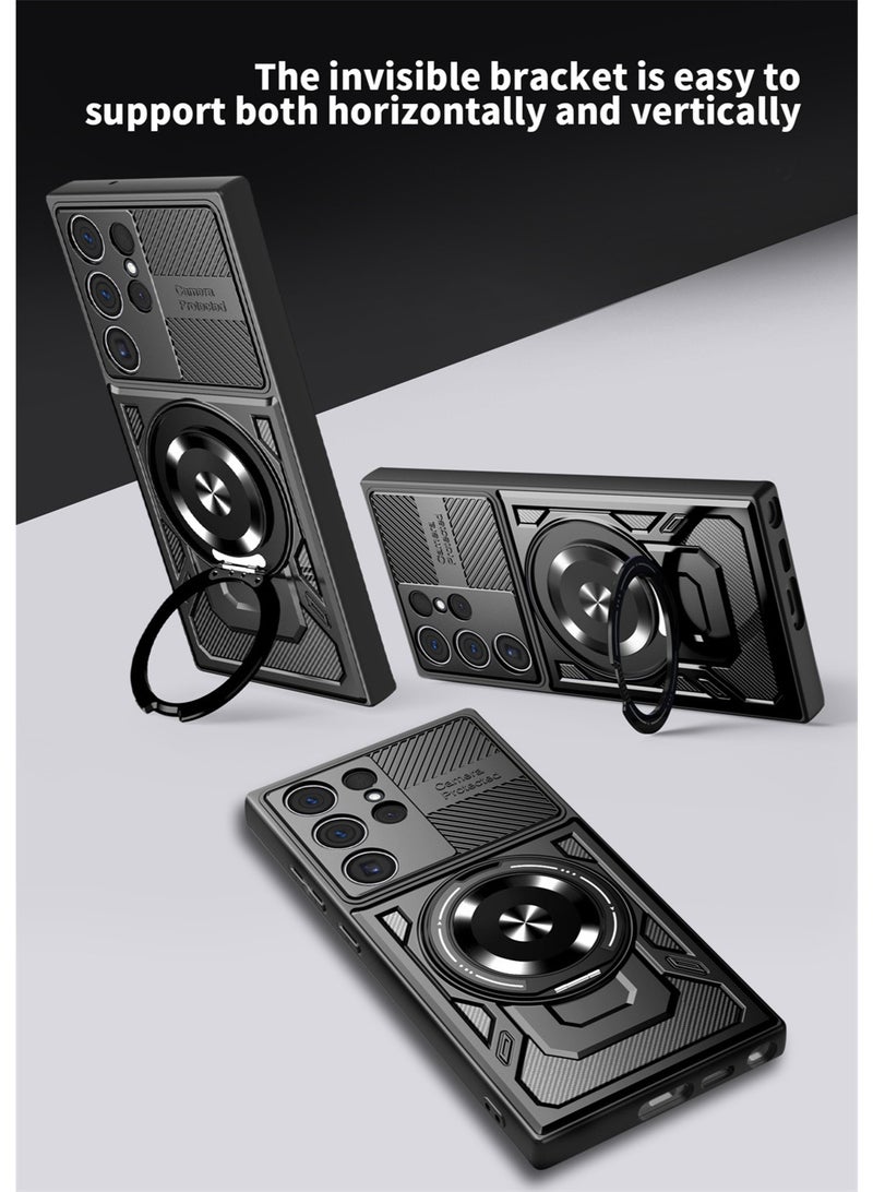 Case for Samsung Galaxy S25 Ultra, TPU + PC Cases 【360° Metal Adjustable Rotating Ring】, Camera Protection Phone, Robust Anti-Shock - Image 2