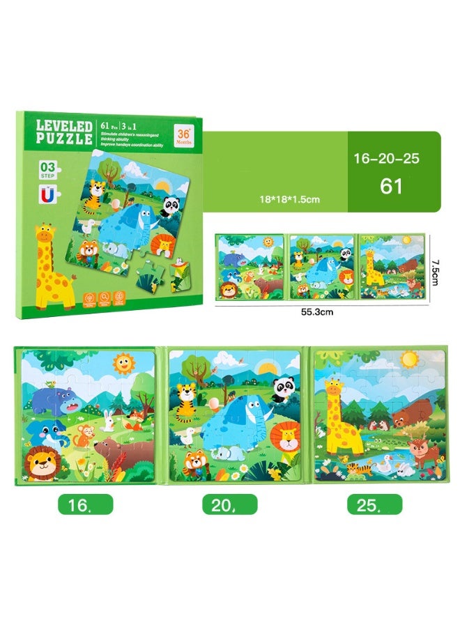 1-Set Magnetic Puzzle, Toddler Preschool Educational Matching Game, Fine Motor Skills & Hand-Eye Coordination Toy, Early Learning Activity for Kids Ages 2-4,Stage 1/2/3/4 jigsaw puzzle, with different levels of difficulty suitable for children of all ages.