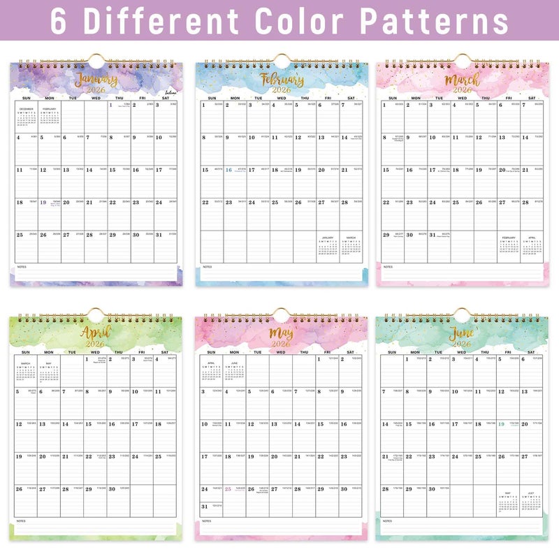 Indeme 2026 Calendar - 2026 Wall Calendar, 8.5" x 11", Jan 2026 - Dec 2026, 2026 Calendar Wall with Hanging Hook, Holidays and Julian Dates - Colorful Waterink - Image 5