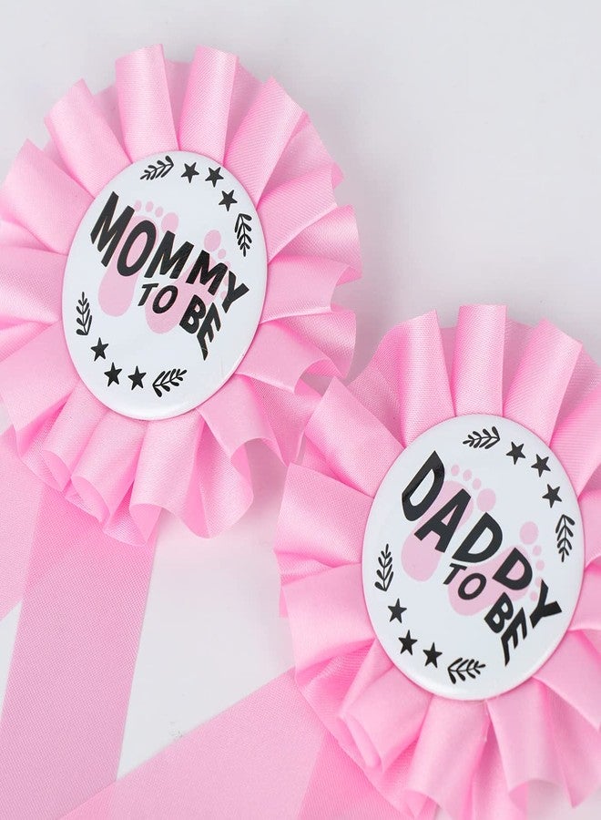PATICARRY NEWHAPPYLAND Sash for Baby Shower Decorations Pink Tinplates Badge Mommy to Be and Daddy to Be Baby Shower Party Gender Reveals Baby Girl - Image 2