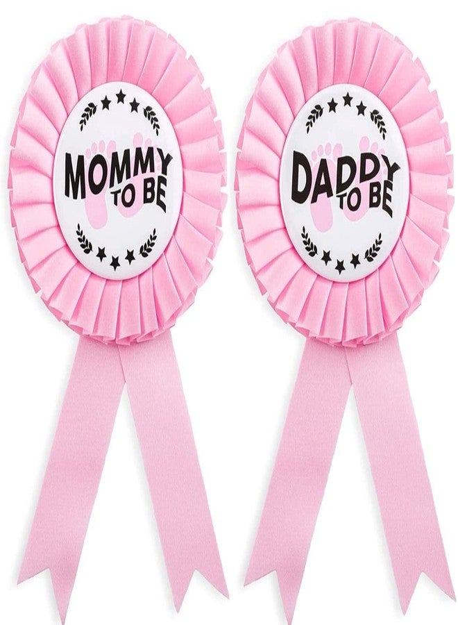 PATICARRY NEWHAPPYLAND Sash for Baby Shower Decorations Pink Tinplates Badge Mommy to Be and Daddy to Be Baby Shower Party Gender Reveals Baby Girl - Image 1