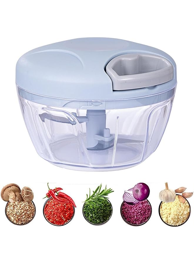 Goodern Manual Chopper Food Processor,500 ml Vegetable Masher with 3 Blades,Quick Durable Garlic Chopper Food Vegetable Cutter Hand String Chopper for Vegetable Fruits Peppers Nuts Meat-Blue - Image 1