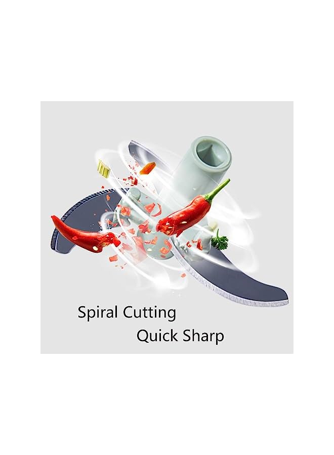 Goodern Manual Chopper Food Processor,500 ml Vegetable Masher with 3 Blades,Quick Durable Garlic Chopper Food Vegetable Cutter Hand String Chopper for Vegetable Fruits Peppers Nuts Meat-Blue - Image 4