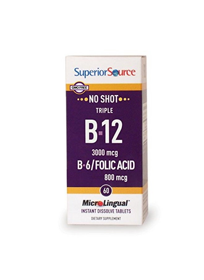 Superior Source No Shot Triple B12/B6/Folic Multivitamins 3000 Mcg 60 Count  - Image 2
