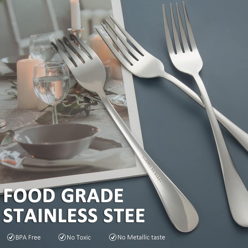 SANTUO Stainless Steel Dinner Forks Set - 12PCS Salad Forks Silverware with Round Handle, Mirror Finish & Dishwasher Safe, Use for Home, Kitchen or Restaurant - Silver 8 Inches - Image 3