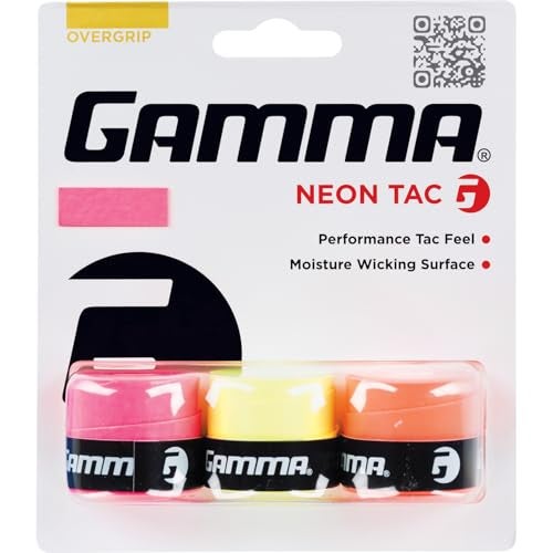 Gamma جاما سبورتس نيون تاك أوفركريب، قبضة لاصقة للتنس، بيكلبول، السكواش، والبادمنتون راكيتس، عبوة 3 مختارة - Image 1