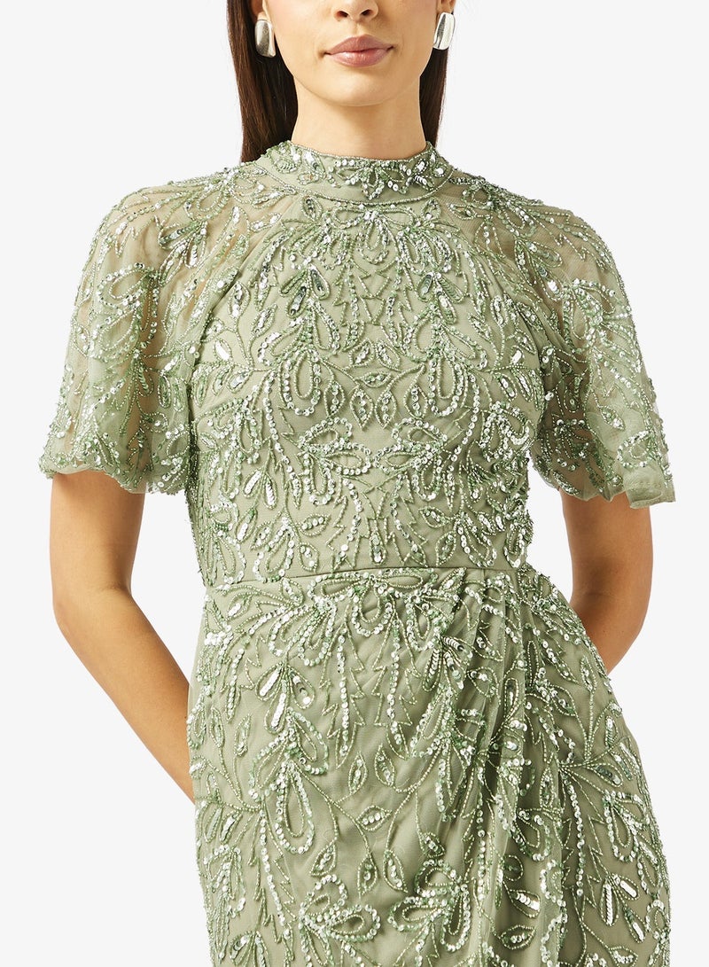 بيوت فستان ماكسي بأكمام واسعة مزينة - Image 3