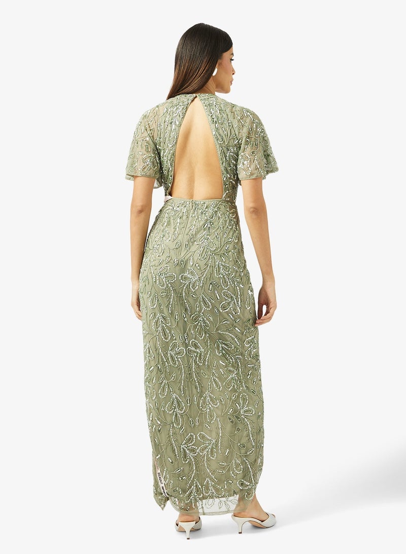 بيوت فستان ماكسي بأكمام واسعة مزينة - Image 2