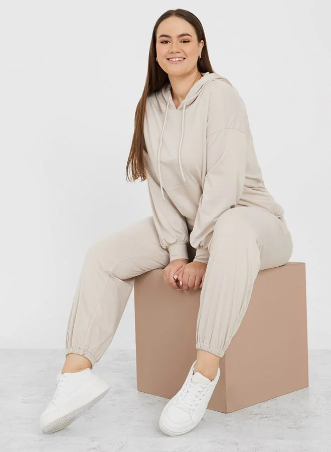 Styli Plus Long Sleeves Hoodie and Jogger Lounge Set