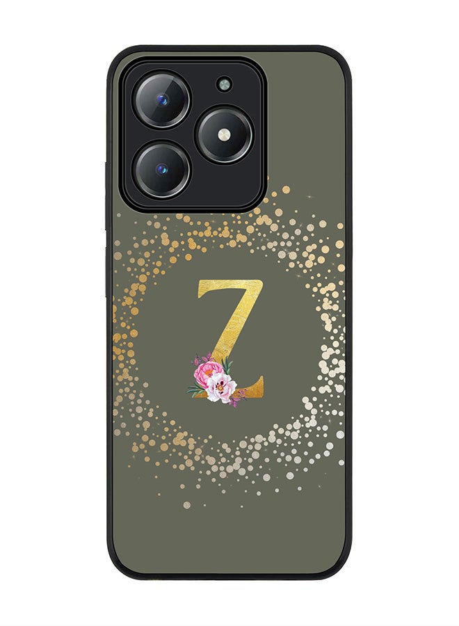 Stylizedd For Realme C63 / Realme C61 4G Case,Slim fit Camera Protection, Shockproof Thin Phone cover  - Custom Monogram Floral - Z  (Olive Green ) - Image 1