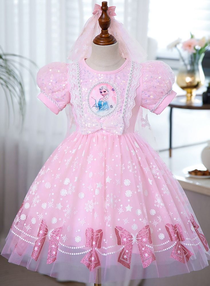 Loquat Elsa Princess Frozen Dress Pink  - Image 1