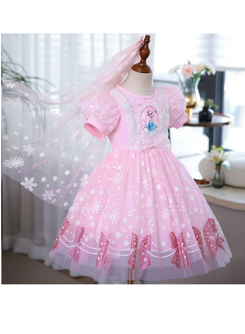 Loquat Elsa Princess Frozen Dress Pink  - Image 3