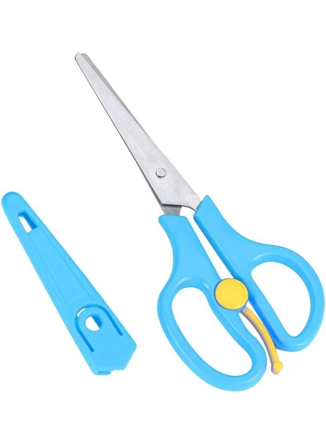 Hztyyier Food Shears Stainless Steel Baby Scissors Food Scissor with Plastic Cover for Toddlers, Preschool Training Kids Scissors(Blue) - Image 1