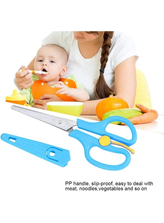 Hztyyier Food Shears Stainless Steel Baby Scissors Food Scissor with Plastic Cover for Toddlers, Preschool Training Kids Scissors(Blue) - Image 4