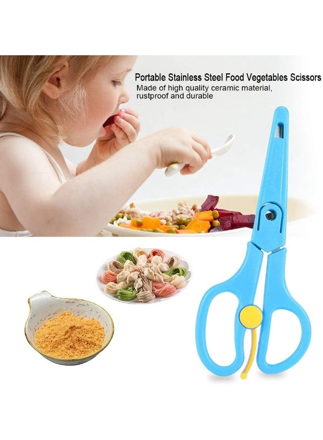Hztyyier Food Shears Stainless Steel Baby Scissors Food Scissor with Plastic Cover for Toddlers, Preschool Training Kids Scissors(Blue) - Image 2