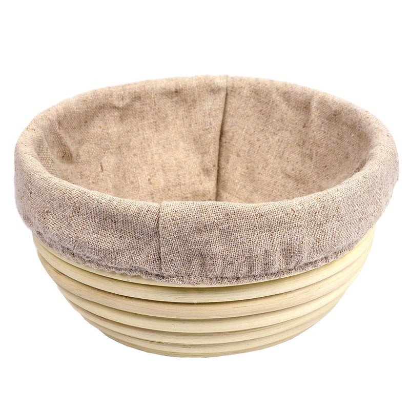Vollum Bread Proofing Basket Banneton Baking Supplies For Beginners & Professional Bakers  Handwoven Rattan Cane Bread Maker With Linen For Artisan Breads  7 X 4 Inch  0.5-Pound Round Brotform - Image 3