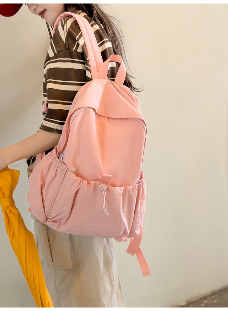 Minimalist Solid Color Nylon Campus Backpack - Lightweight School Daypack - Image 5