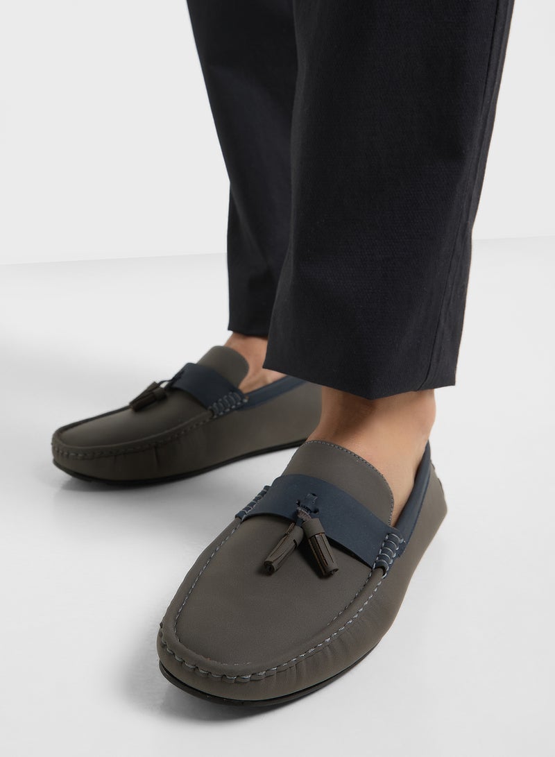 Robert Wood Tassel Detail Nubuck Loafers  - Image 5
