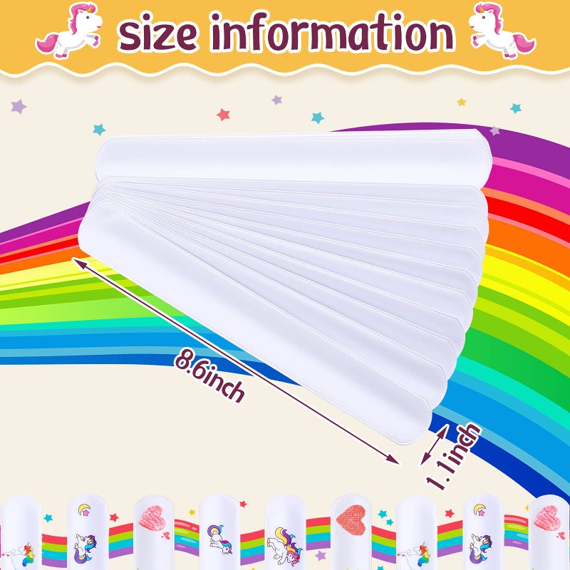 Skylety 24 Pieces White Slap Bracelets DIY Slap Bracelets Blank Slap Bands Plastic Plain Snap Party Bracelets Wristband for Kids Birthday Halloween Christmas Party School Craft Projects - Image 2
