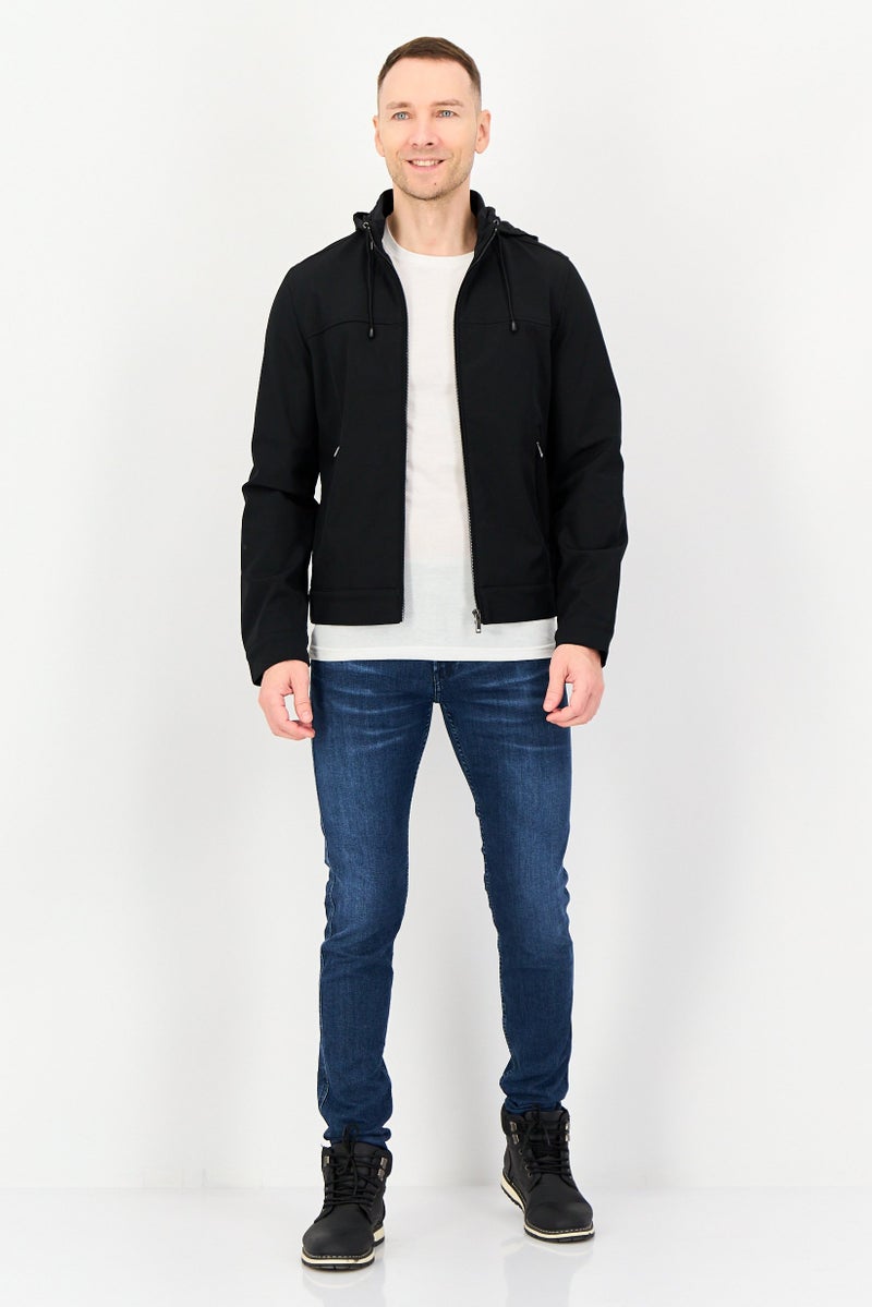 Celio Men Plain Hooded Jacket, Black - Image 3