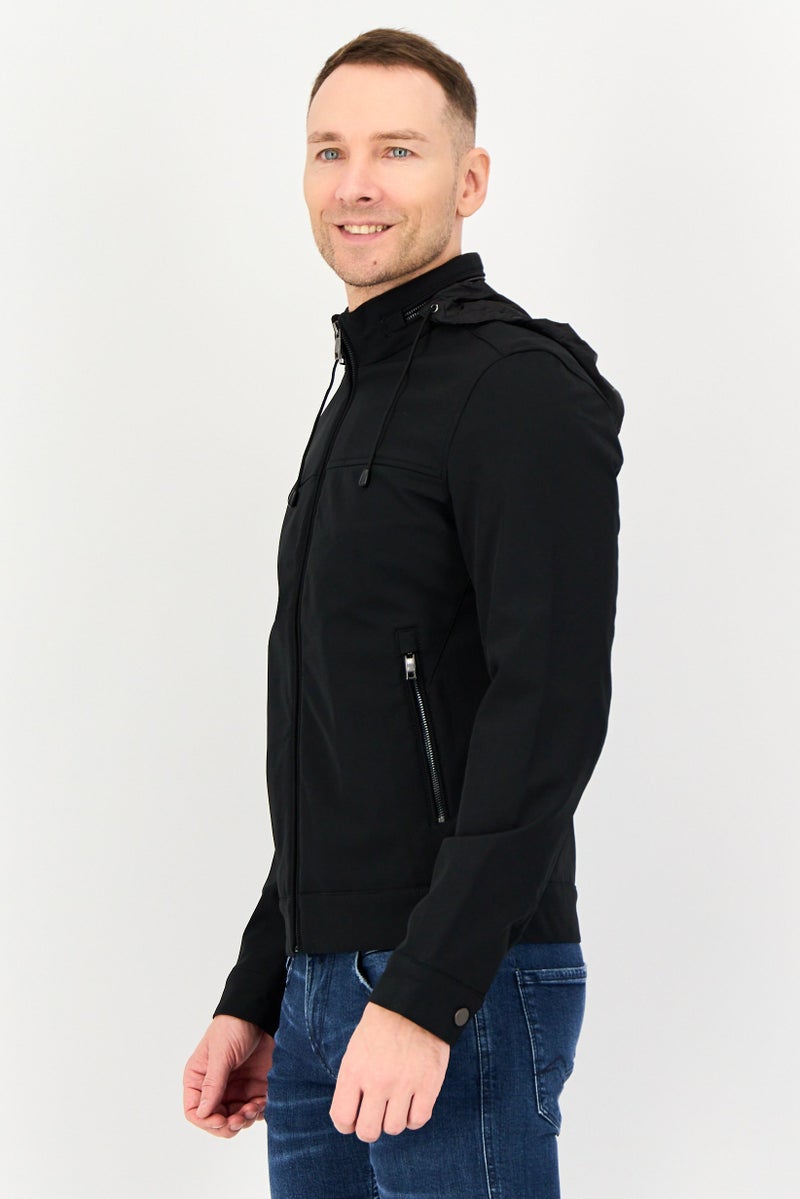 Celio Men Plain Hooded Jacket, Black - Image 2