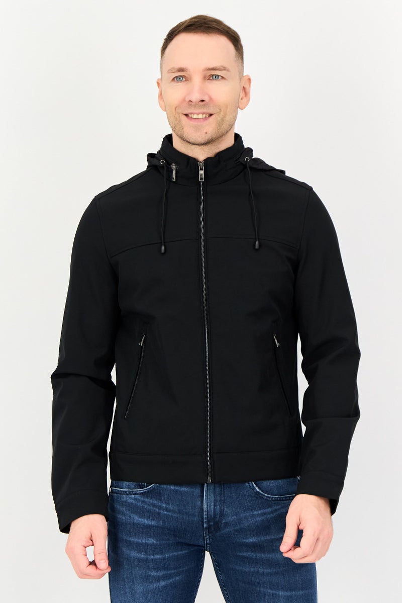Celio Men Plain Hooded Jacket, Black - Image 1