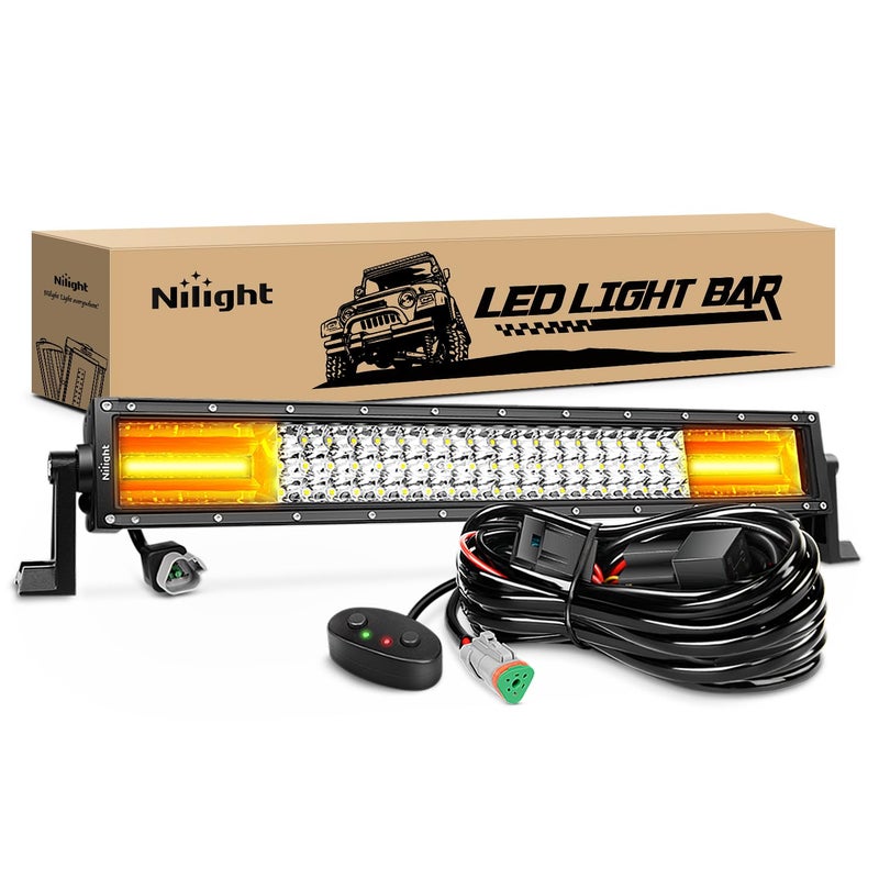 Nilight - 18101C-A LED Light Bar 22Inch 270W White & Amber Triple Row 13500LM Flood Spot Combo Led Bar Off Road Lights for Trucks with Wiring Harness Kit,2 Years Warranty - Image 1