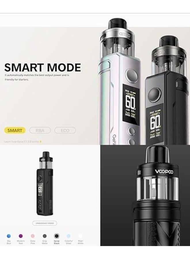 VOOPOO Drag S2 Gray Metal Vape Refill Juice Kit Pod System 3 Professional Modes with 5ml Tank An Adjustable Top Airflow 60W Gene TT 2.0 2500mA - Image 3