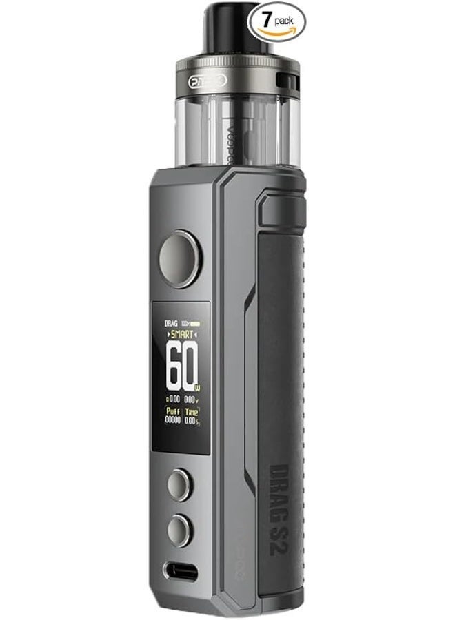VOOPOO Drag S2 Gray Metal Vape Refill Juice Kit Pod System 3 Professional Modes with 5ml Tank An Adjustable Top Airflow 60W Gene TT 2.0 2500mA - Image 2