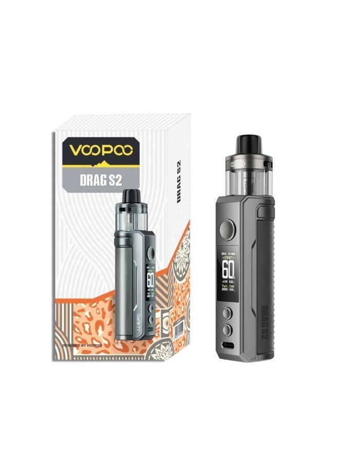 VOOPOO Drag S2 Gray Metal Vape Refill Juice Kit Pod System 3 Professional Modes with 5ml Tank An Adjustable Top Airflow 60W Gene TT 2.0 2500mA - Image 1