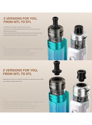 Drag S2 Gray Metal Vape Refill Juice Kit Pod System 3 Professional Modes with 5ml Tank An Adjustable Top Airflow 60W Gene TT 2.0 2500mA - view 5