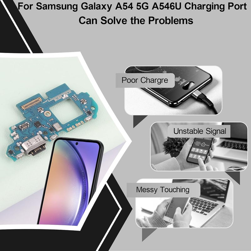 موصل شحن USB لهاتف Samsung Galaxy A54 5G، كابل مرن لمنفذ الشحن بديل لهاتف Galaxy A54 5G A546U، موصل كابل مرن للوحة الإرساء مع أدوات - Image 3