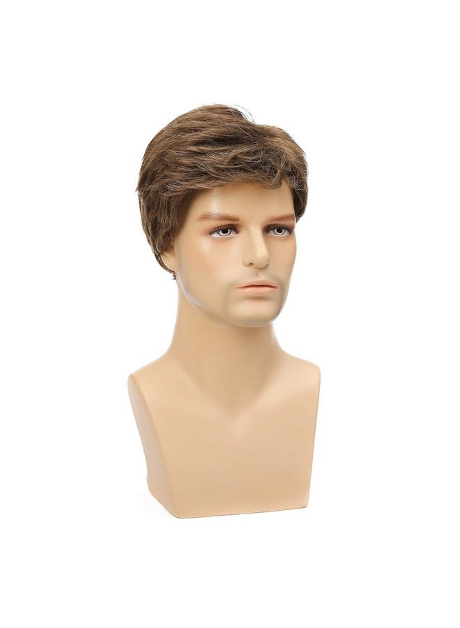 Kaneles Mens Short Brown Wig Synthetic Replacement Costume Halloween Natural Hair Wigs - Image 4