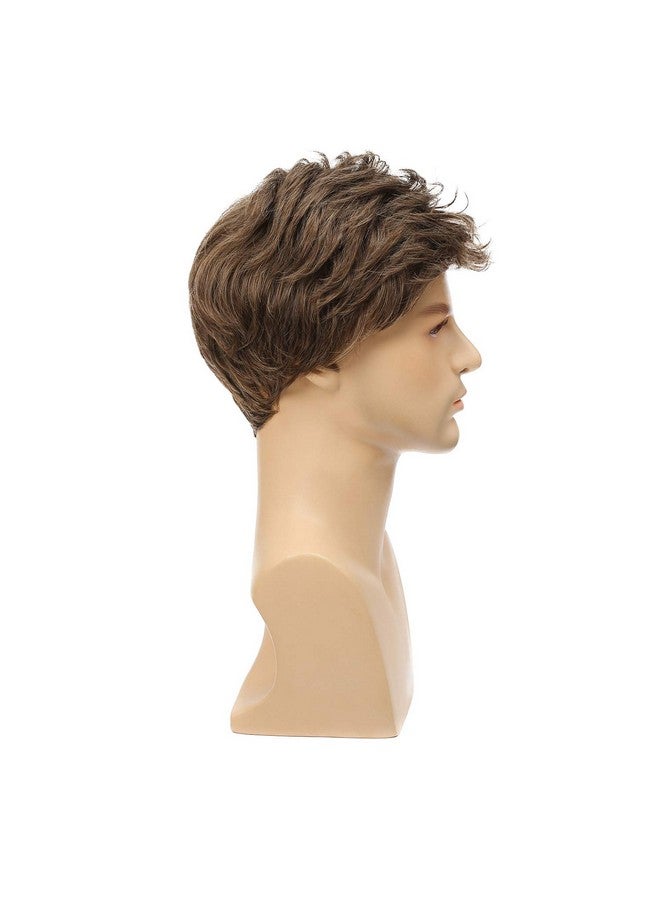 Kaneles Mens Short Brown Wig Synthetic Replacement Costume Halloween Natural Hair Wigs - Image 5