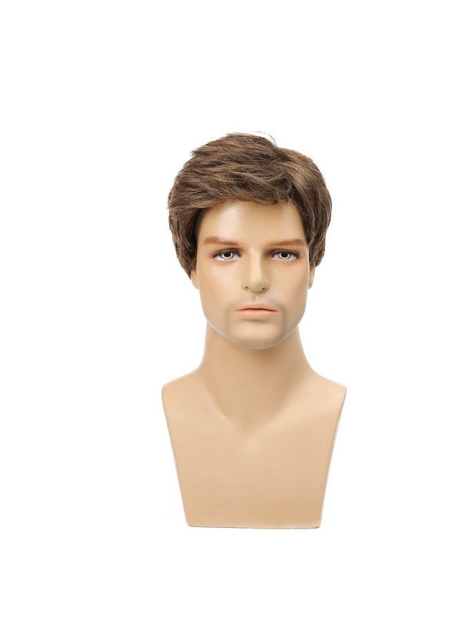 Kaneles Mens Short Brown Wig Synthetic Replacement Costume Halloween Natural Hair Wigs - Image 3